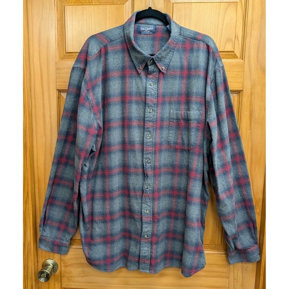 Ocean Breeze Since 1975 Men's Flannel Shirt Button-Down Front Long Sleeves